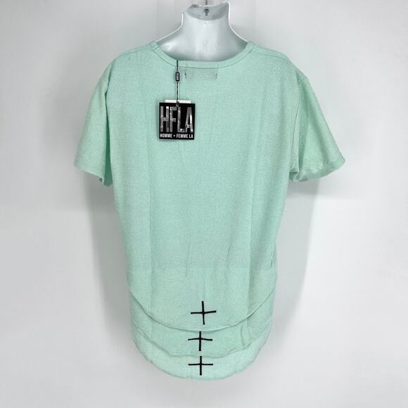 Homme + Femme NEW Mens Triple Layer Cross T-Shirt XXL Zip Side Terry Cloth Green - Picture 8 of 15